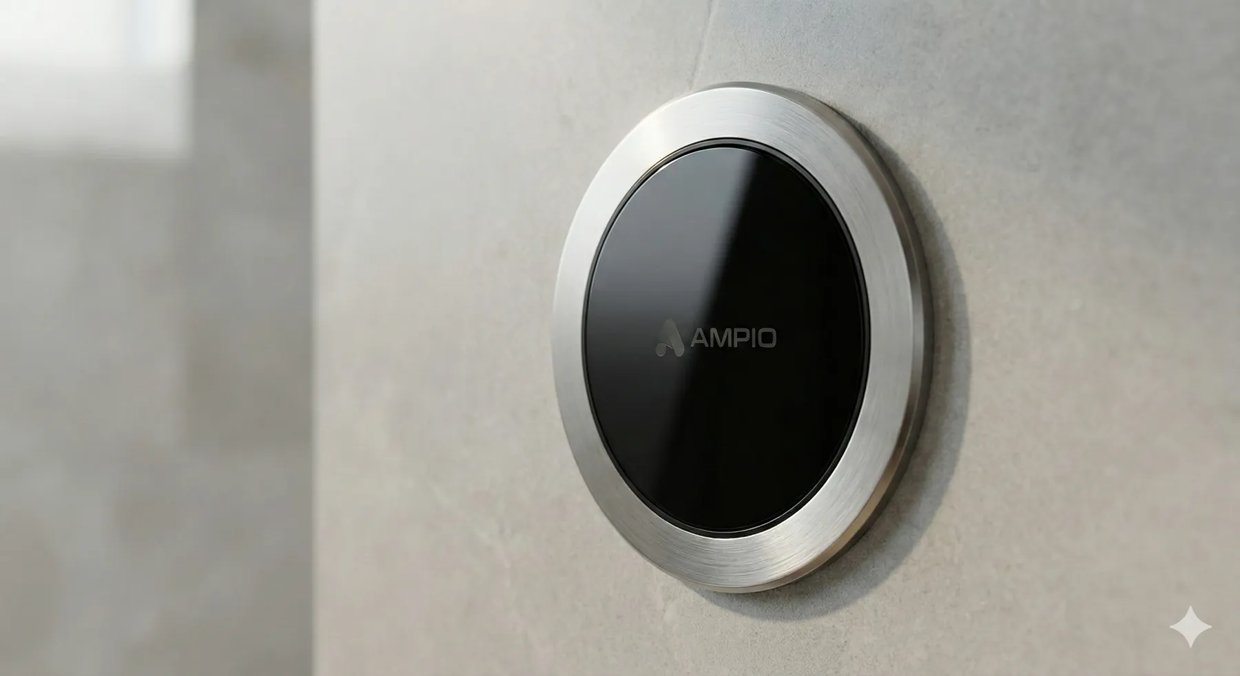 A discreet circular smart home control set into a wall